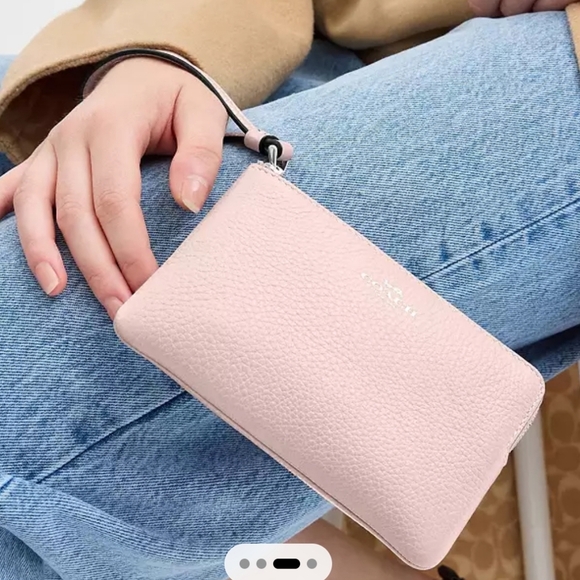 Coach Corner Zip Wristlet in Pink - Picture 2 of 5
